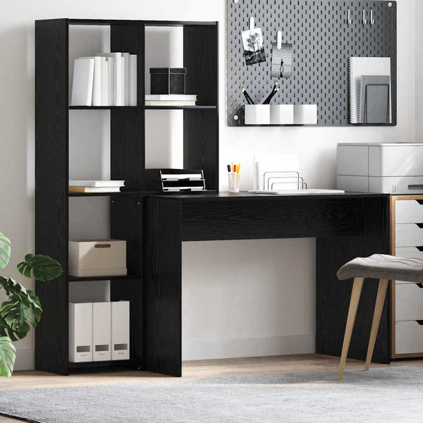 Schreibtisch mit Regal, Schwarz Eiche