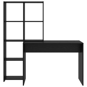 Schreibtisch mit Regal, Schwarz Eiche