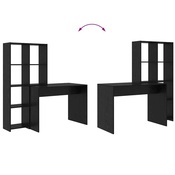 Schreibtisch mit Regal, Schwarz Eiche