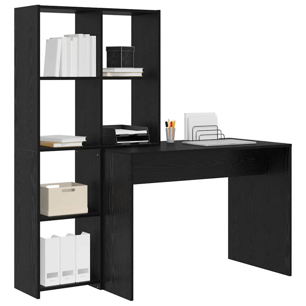 Schreibtisch mit Regal, Schwarz Eiche