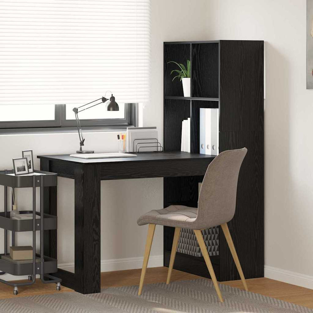 Schreibtisch mit Regal Schwarz Eichen-Optik