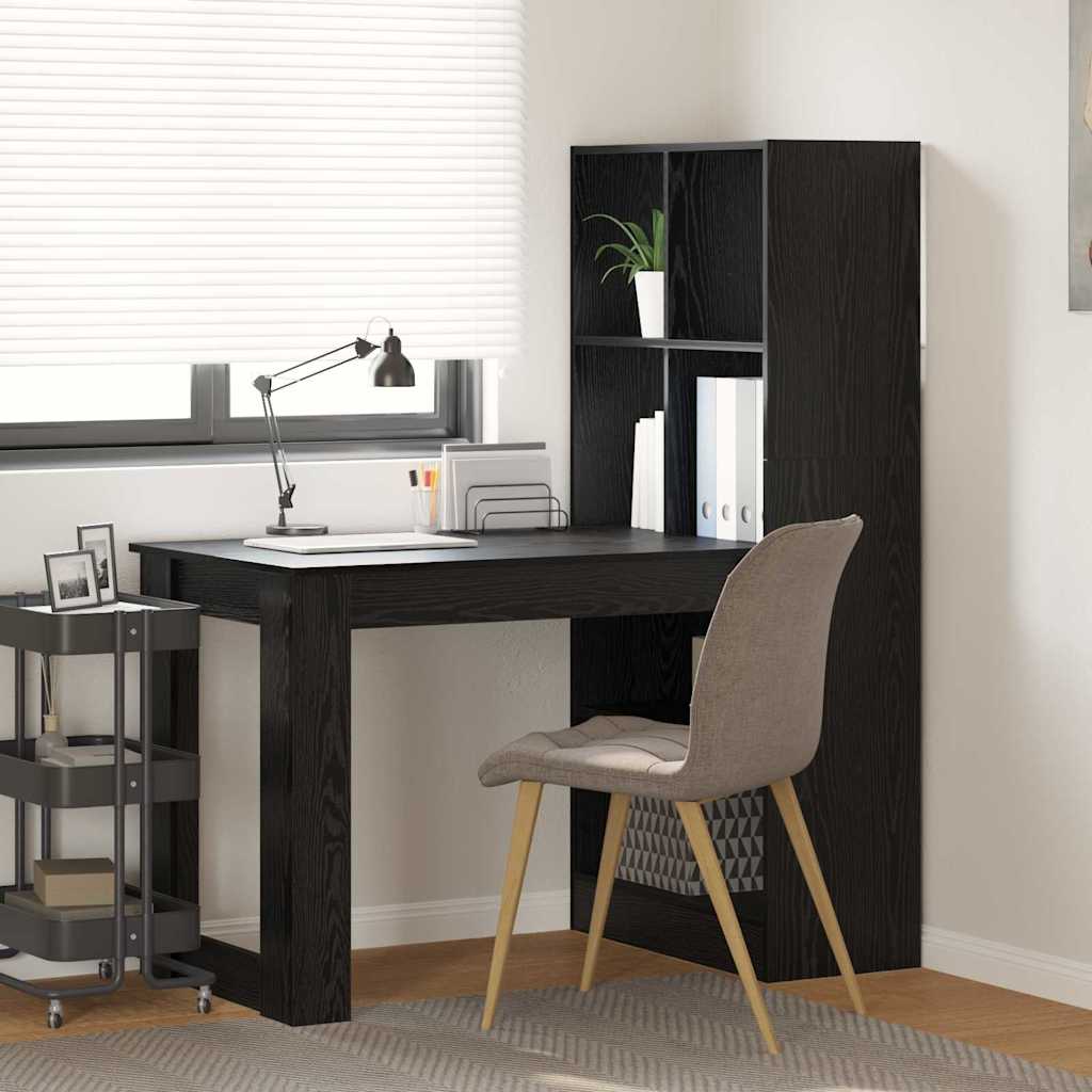 Schreibtisch mit Regal Schwarz Eichen-Optik