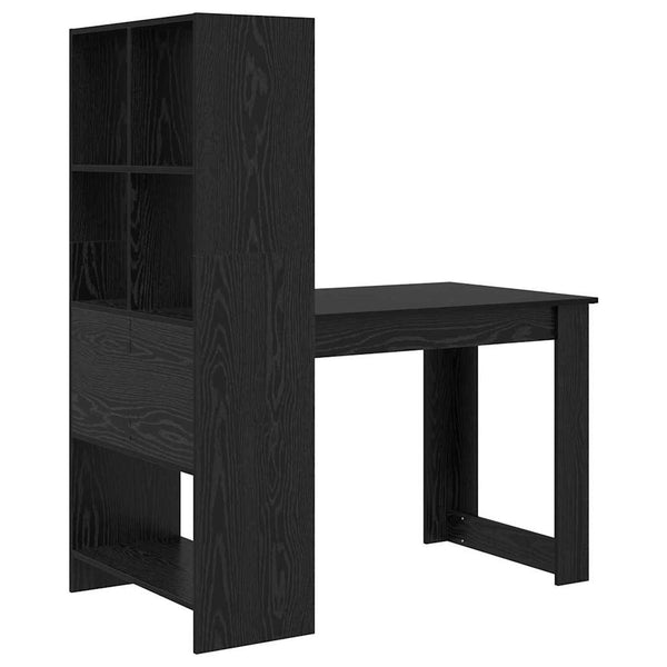 Schreibtisch mit Regal Schwarz Eichen-Optik