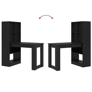 Schreibtisch mit Regal Schwarz Eichen-Optik