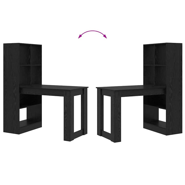 Schreibtisch mit Regal Schwarz Eichen-Optik