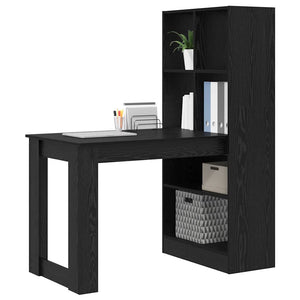 Schreibtisch mit Regal Schwarz Eichen-Optik