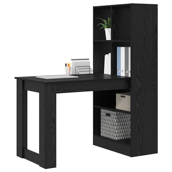 Schreibtisch mit Regal Schwarz Eichen-Optik