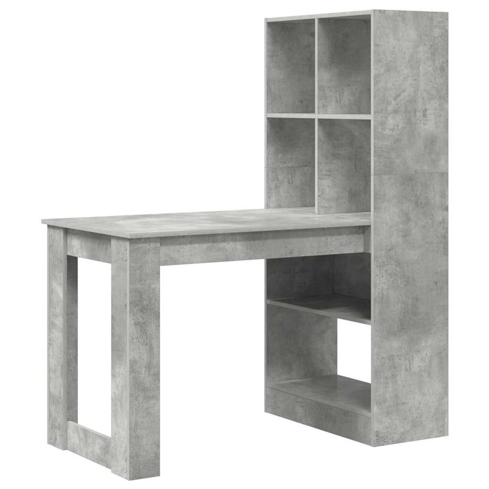 Beton Grau Schreibtisch mit Stauraum