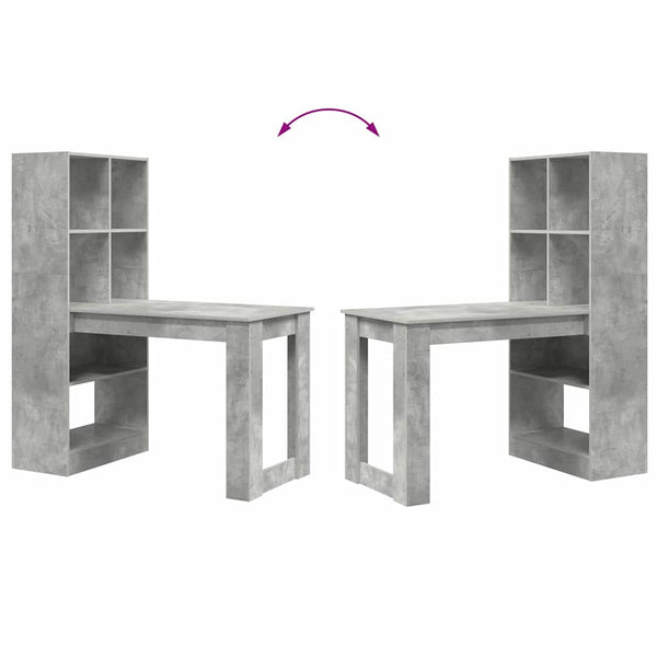 Beton Grau Schreibtisch mit Stauraum