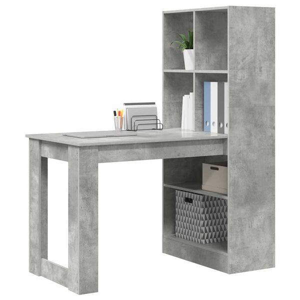 Beton Grau Schreibtisch mit Stauraum