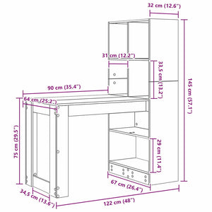 Schreibtisch Geräucherte Eiche 122 cm