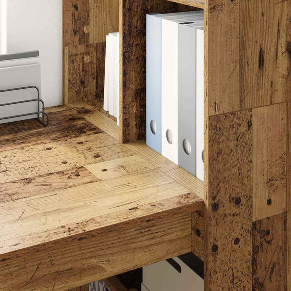 Schreibtisch mit Regal Altholz 122 cm