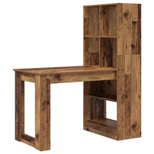 Schreibtisch mit Regal Altholz 122 cm