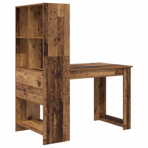 Schreibtisch mit Regal Altholz 122 cm