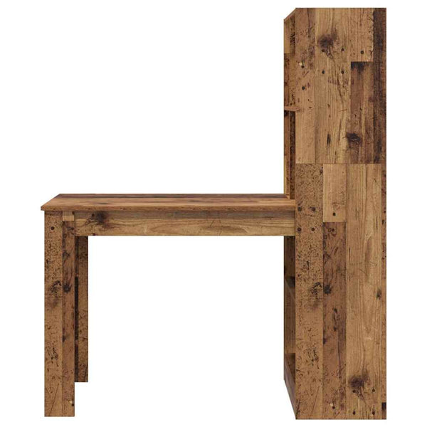 Schreibtisch mit Regal Altholz 122 cm