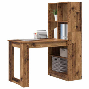 Schreibtisch mit Regal Altholz 122 cm