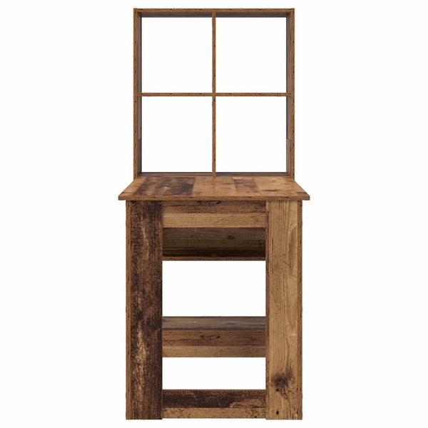 Schreibtisch mit Regal Altholz 122 cm