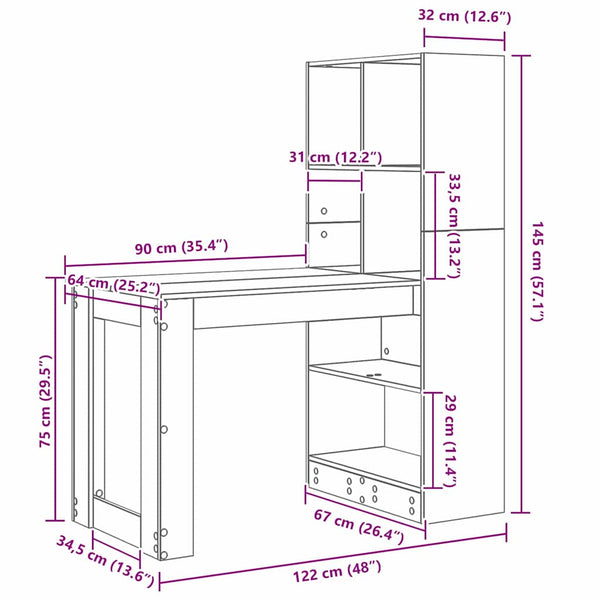 Schreibtisch Artisan Eiche 122 cm