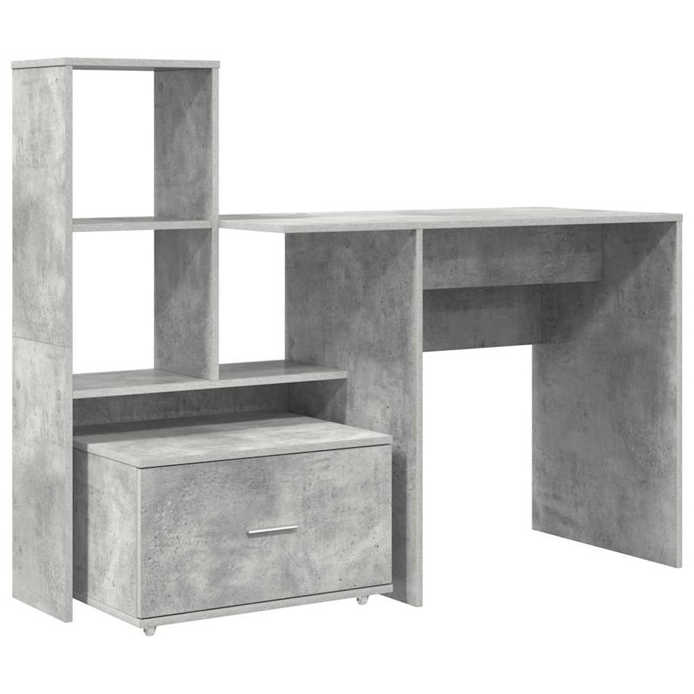Beton Grau Schreibtisch mit Stauraum