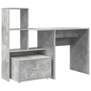 Beton Grau Schreibtisch mit Stauraum