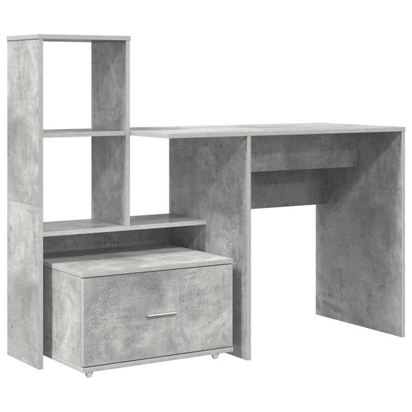 Beton Grau Schreibtisch mit Stauraum