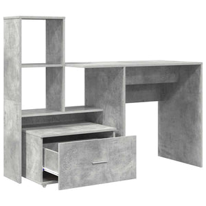 Beton Grau Schreibtisch mit Stauraum