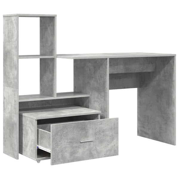Beton Grau Schreibtisch mit Stauraum
