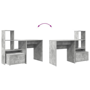 Beton Grau Schreibtisch mit Stauraum