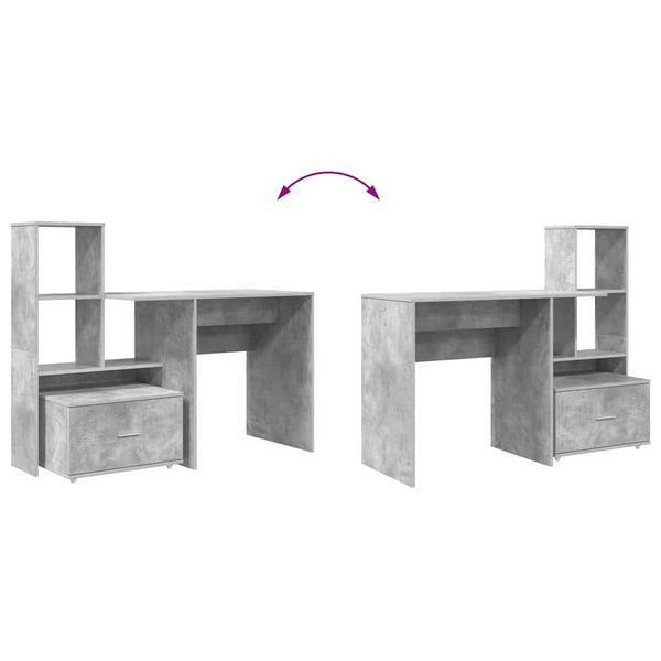 Beton Grau Schreibtisch mit Stauraum