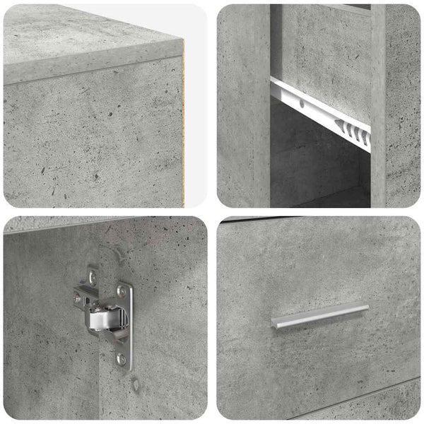 Eckschreibtisch Beton Grau mit Schubladen