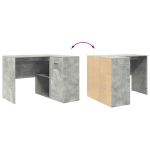 Eckschreibtisch Beton Grau mit Schubladen
