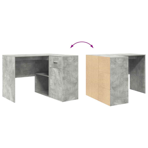 Eckschreibtisch Beton Grau mit Schubladen