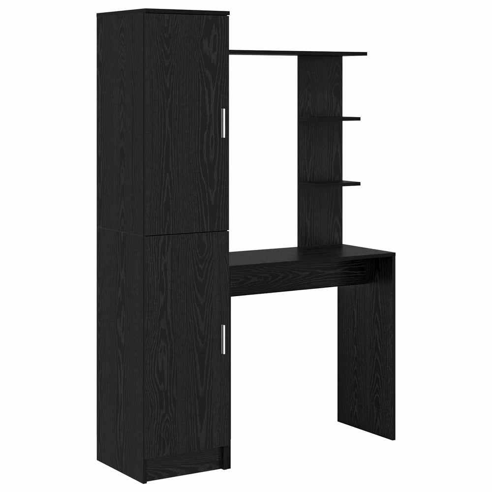 Schreibtisch 2er-Set Schwarz Eichenoptik