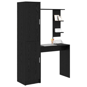 Schreibtisch 2er-Set Schwarz Eichenoptik