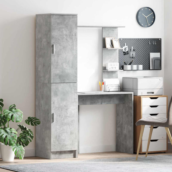 Schreibtisch 2er-Set Beton Grau