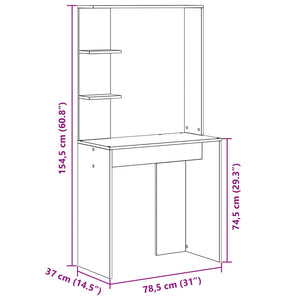 Schreibtisch 2er-Set Beton Grau