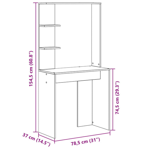 Schreibtisch 2er-Set Beton Grau