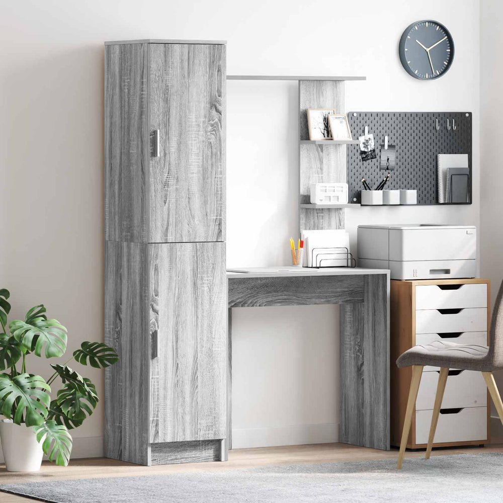 Schreibtisch 2er-Set Grau Sonoma