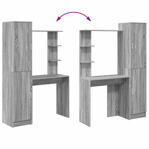 Schreibtisch 2er-Set Grau Sonoma