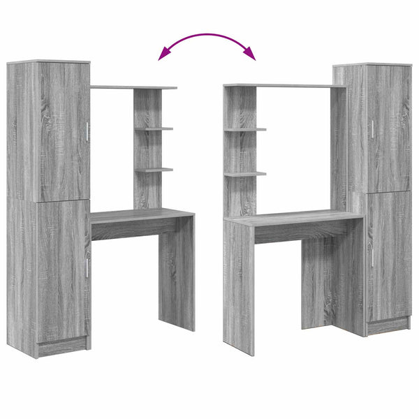 Schreibtisch 2er-Set Grau Sonoma