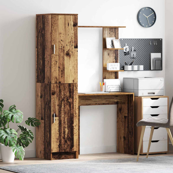 Schreibtisch 2er-Set Altholz