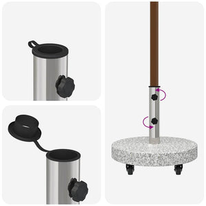 Sonnenschirmständer Grau Granit Rund 29,8kg