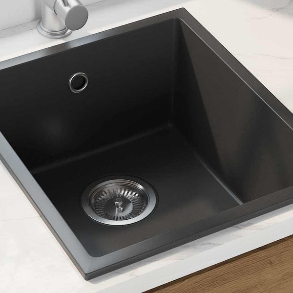 Schwarze Granit Küchenspüle 38x44 cm