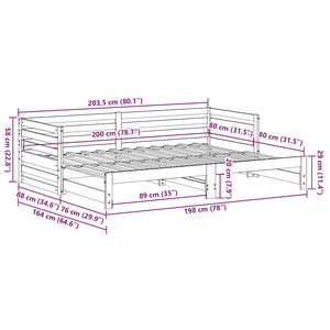 Tagesbett mit Ausziehbett 80x200 cm