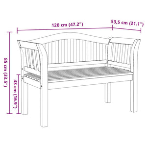 vidaXL Banc marron 120 x 53,5 x 85 cm en teck massif