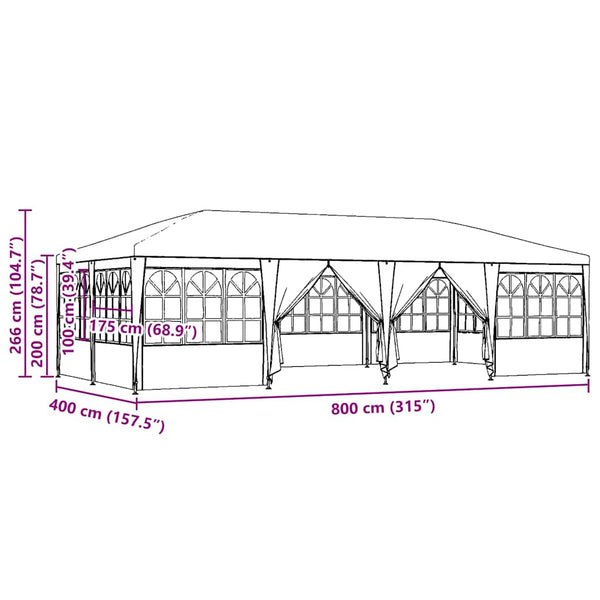 Weißes Partyzelt 8x4m