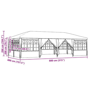 Anthrazit Partyzelt 8x4m Polyethylen