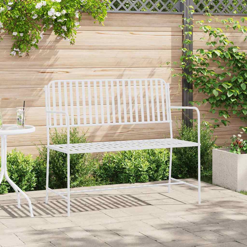 Weiße Gartenbank Stahl 103,5 cm