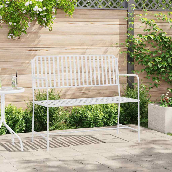 Weiße Gartenbank Stahl 103,5 cm