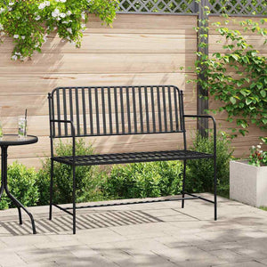 Schwarze Gartenbank Stahl 103,5 cm